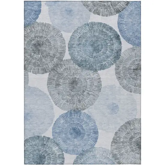 Denim Blue Ivory And Gray Abstract Washable Indoor Outdoor Area Rug Photo 2