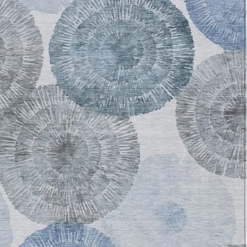 Denim Blue Ivory And Gray Abstract Washable Indoor Outdoor Area Rug Photo 8