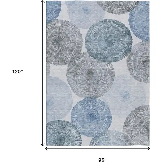 Denim Blue Ivory And Gray Abstract Washable Indoor Outdoor Area Rug Photo 3