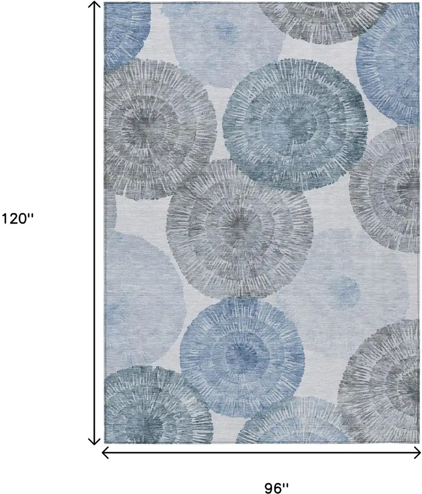 Denim Blue Ivory And Gray Abstract Washable Indoor Outdoor Area Rug Photo 3