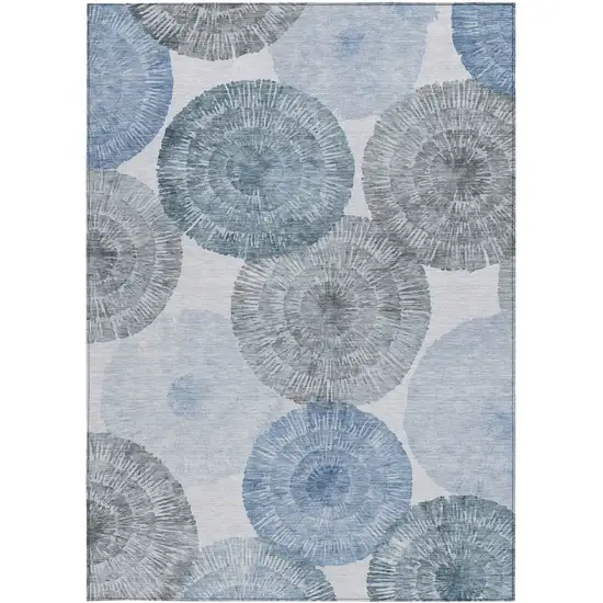 Denim Blue Ivory And Gray Abstract Washable Indoor Outdoor Area Rug Photo 4