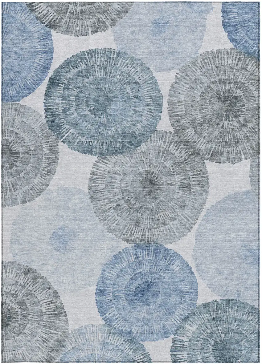 Denim Blue Ivory And Gray Abstract Washable Indoor Outdoor Area Rug Photo 4