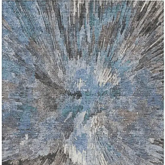 Denim Blue Ivory And Gray Abstract Washable Indoor Outdoor Area Rug Photo 6