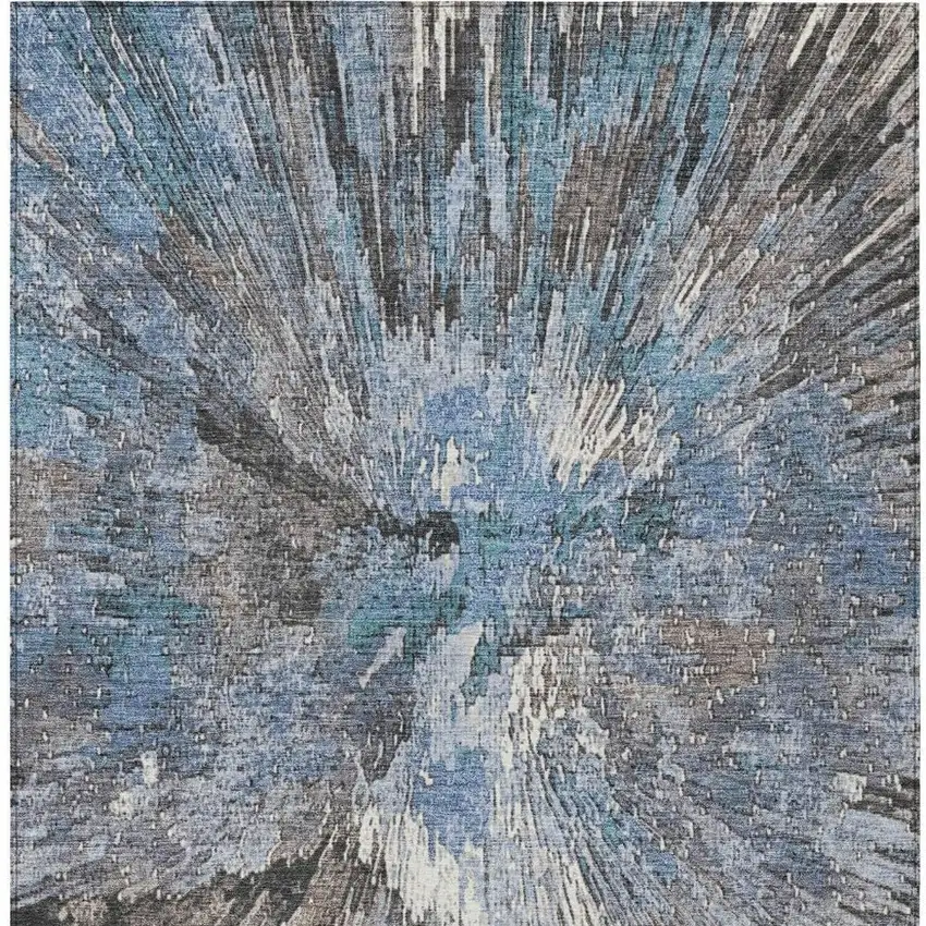 Denim Blue Ivory And Gray Abstract Washable Indoor Outdoor Area Rug Photo 6