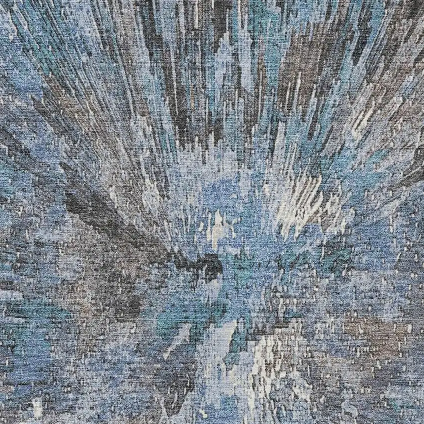 Denim Blue Ivory And Gray Abstract Washable Indoor Outdoor Area Rug Photo 6