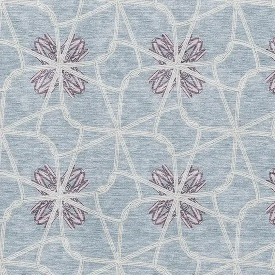 Denim Blue Ivory And Gray Geometric Washable Area Rug With UV Protection Photo 2