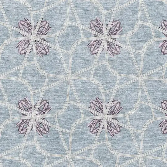 Denim Blue Ivory And Gray Geometric Washable Area Rug With UV Protection Photo 2