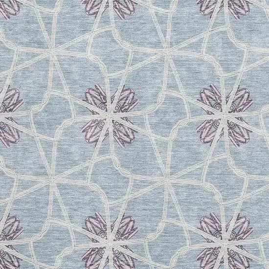 Denim Blue Ivory And Gray Geometric Washable Area Rug With UV Protection Photo 2