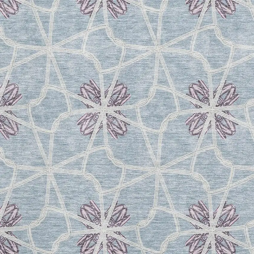 Denim Blue Ivory And Gray Geometric Washable Area Rug With UV Protection Photo 2