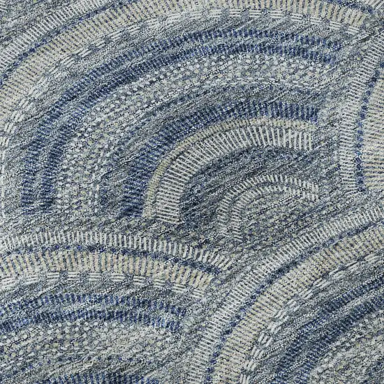 Denim Blue Ivory And Gray Geometric Washable Area Rug With UV Protection Photo 9