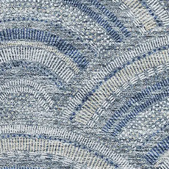 Denim Blue Ivory And Gray Geometric Washable Area Rug With UV Protection Photo 2