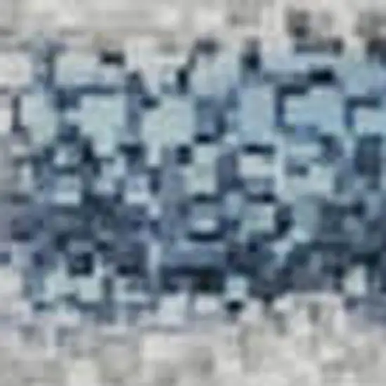 Denim Blue Ivory And Gray Geometric Washable Area Rug With UV Protection Photo 4