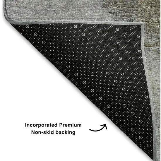 Denim Blue Ivory And Gray Geometric Washable Area Rug With UV Protection Photo 8