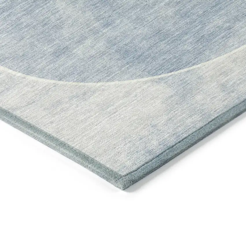 Denim Blue Ivory And Gray Geometric Washable Indoor Outdoor Area Rug Photo 6