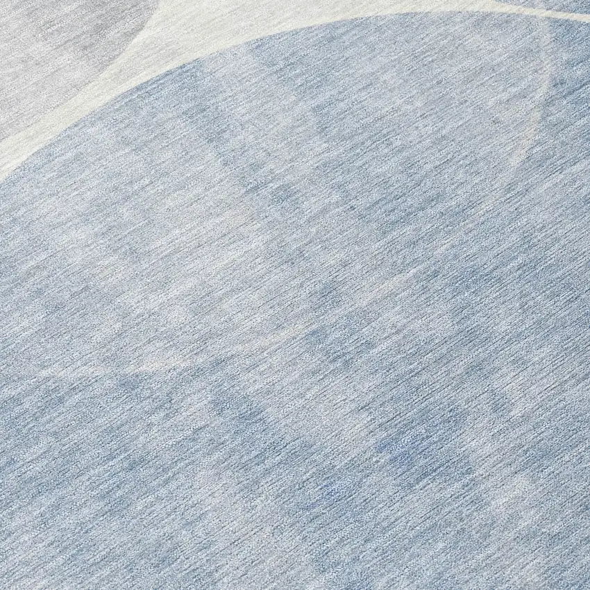 Denim Blue Ivory And Gray Geometric Washable Indoor Outdoor Area Rug Photo 7