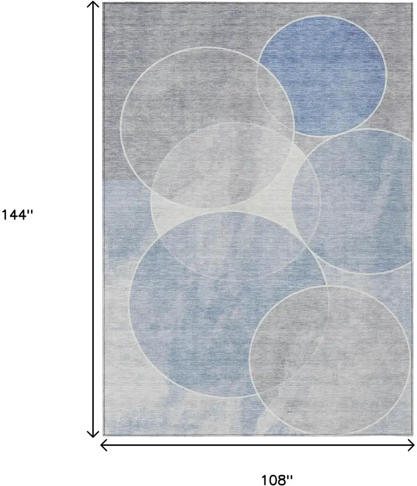 Denim Blue Ivory And Gray Geometric Washable Indoor Outdoor Area Rug Photo 3