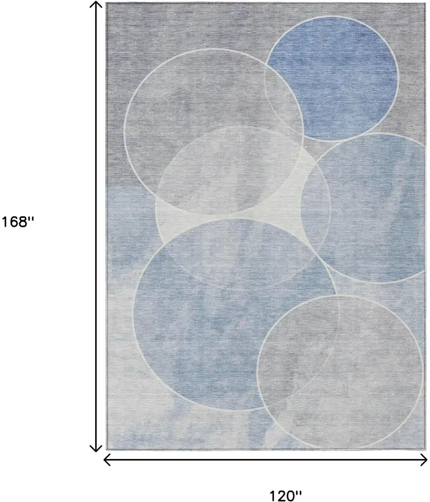 Denim Blue Ivory And Gray Geometric Washable Indoor Outdoor Area Rug Photo 3