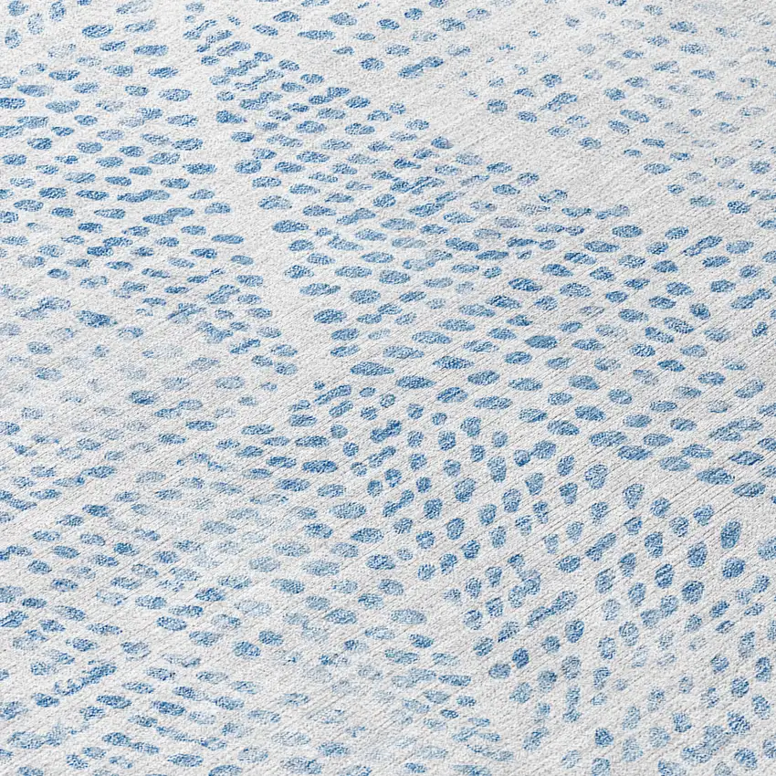 Denim Blue Ivory And Gray Geometric Washable Indoor Outdoor Area Rug Photo 7