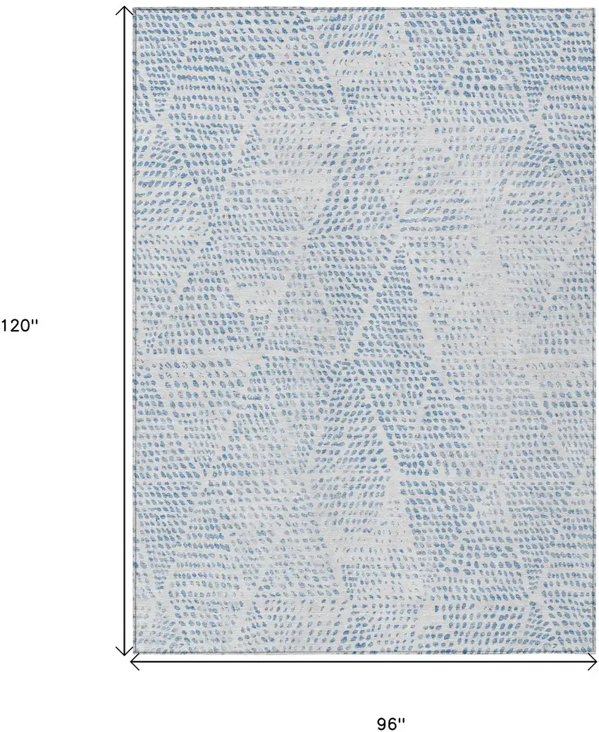 Denim Blue Ivory And Gray Geometric Washable Indoor Outdoor Area Rug Photo 3