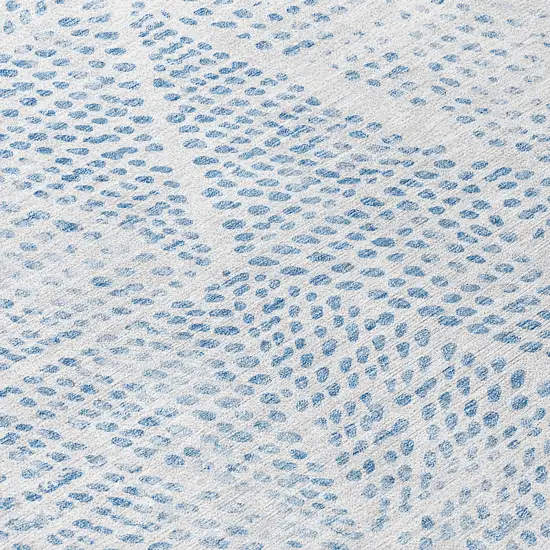 Denim Blue Ivory And Gray Geometric Washable Indoor Outdoor Area Rug Photo 7
