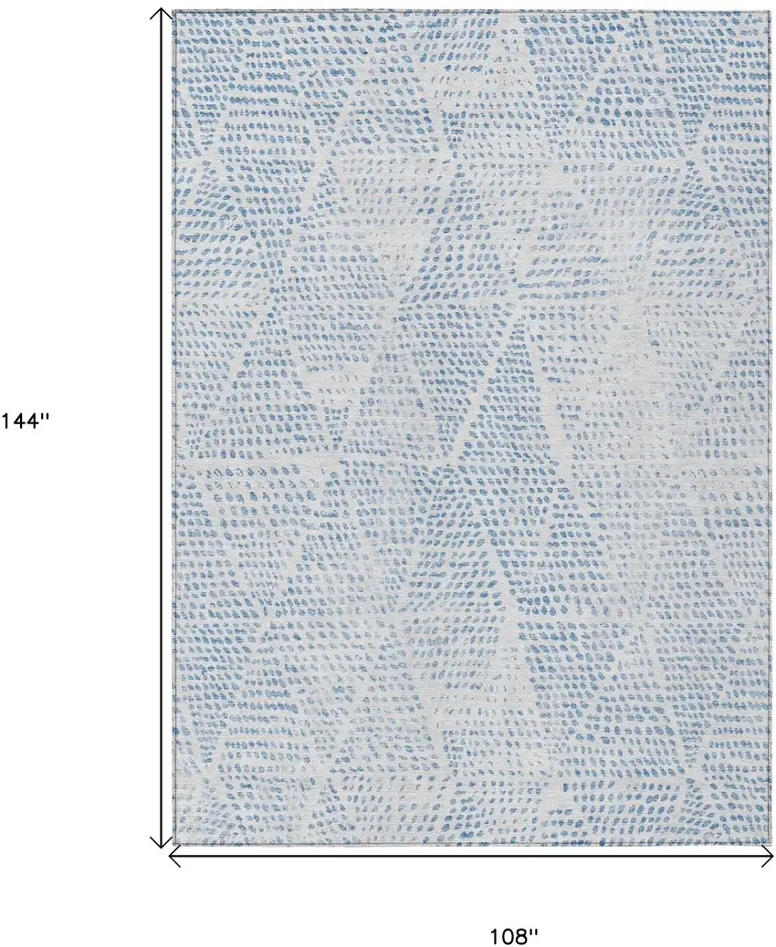 Denim Blue Ivory And Gray Geometric Washable Indoor Outdoor Area Rug Photo 3