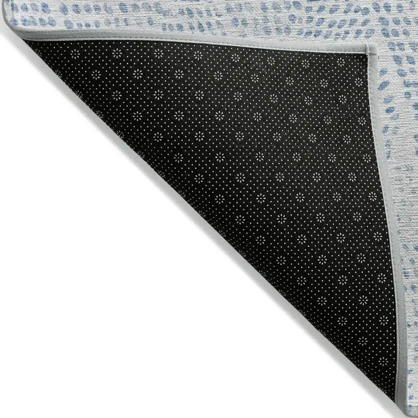 Denim Blue Ivory And Gray Geometric Washable Indoor Outdoor Area Rug Photo 4