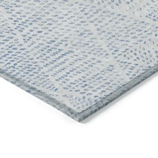 Denim Blue Ivory And Gray Geometric Washable Indoor Outdoor Area Rug Photo 5