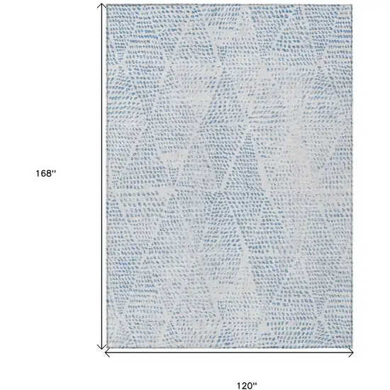 Denim Blue Ivory And Gray Geometric Washable Indoor Outdoor Area Rug Photo 3