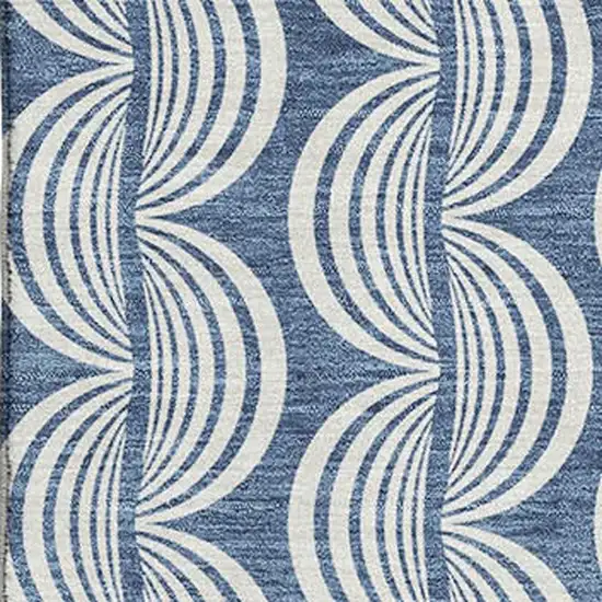 Denim Blue Ivory And Gray Ogee Washable Area Rug With UV Protection Photo 2