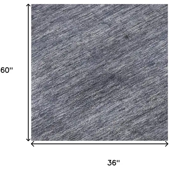 Denim Blue Ivory And Gray Striped Washable Area Rug With UV Protection Photo 8