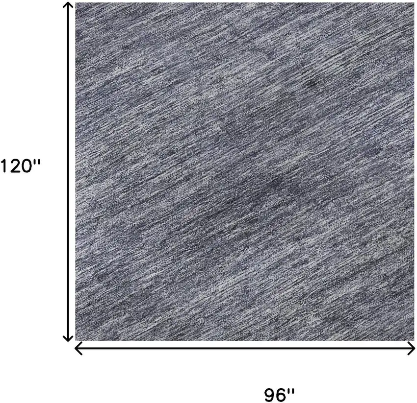 Denim Blue Ivory And Gray Striped Washable Area Rug With UV Protection Photo 9