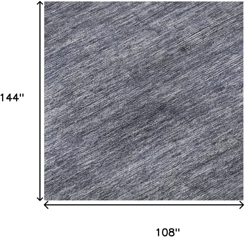 Denim Blue Ivory And Gray Striped Washable Area Rug With UV Protection Photo 9