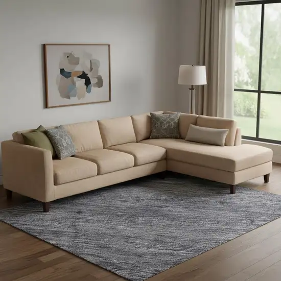 Denim Blue Ivory And Gray Striped Washable Area Rug With UV Protection Photo 2