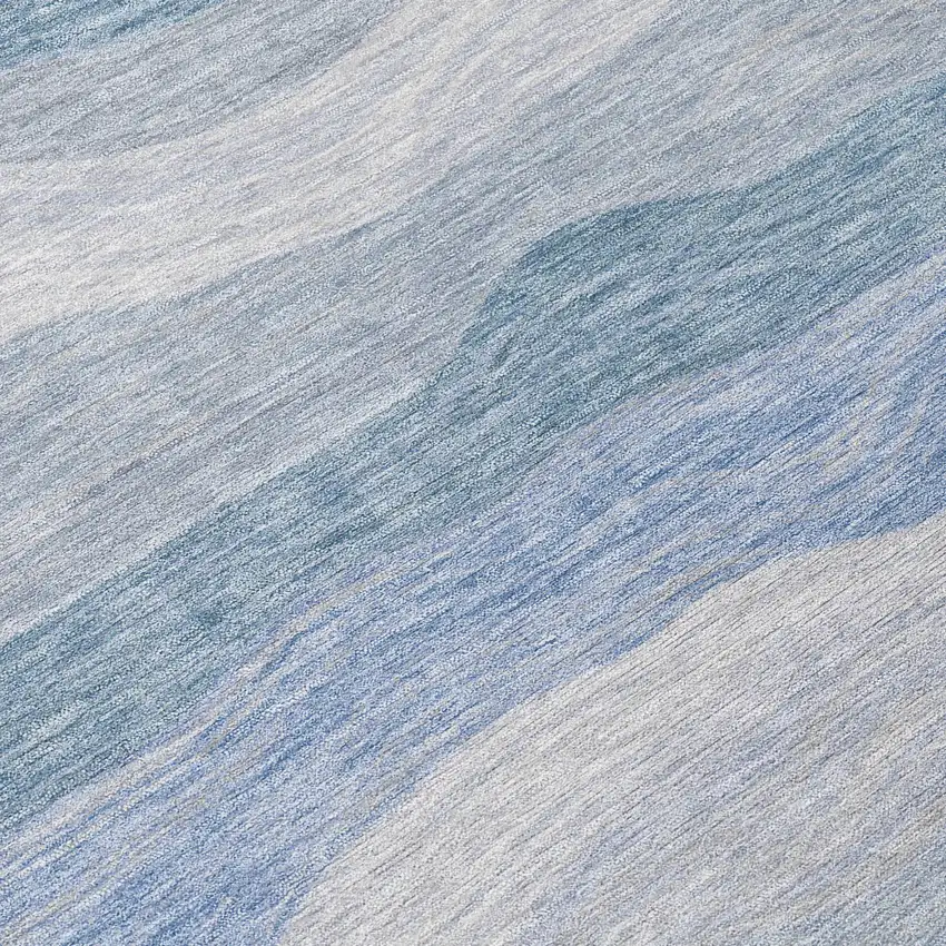 Denim Blue Ivory And Gray Striped Washable Indoor Outdoor Area Rug Photo 1