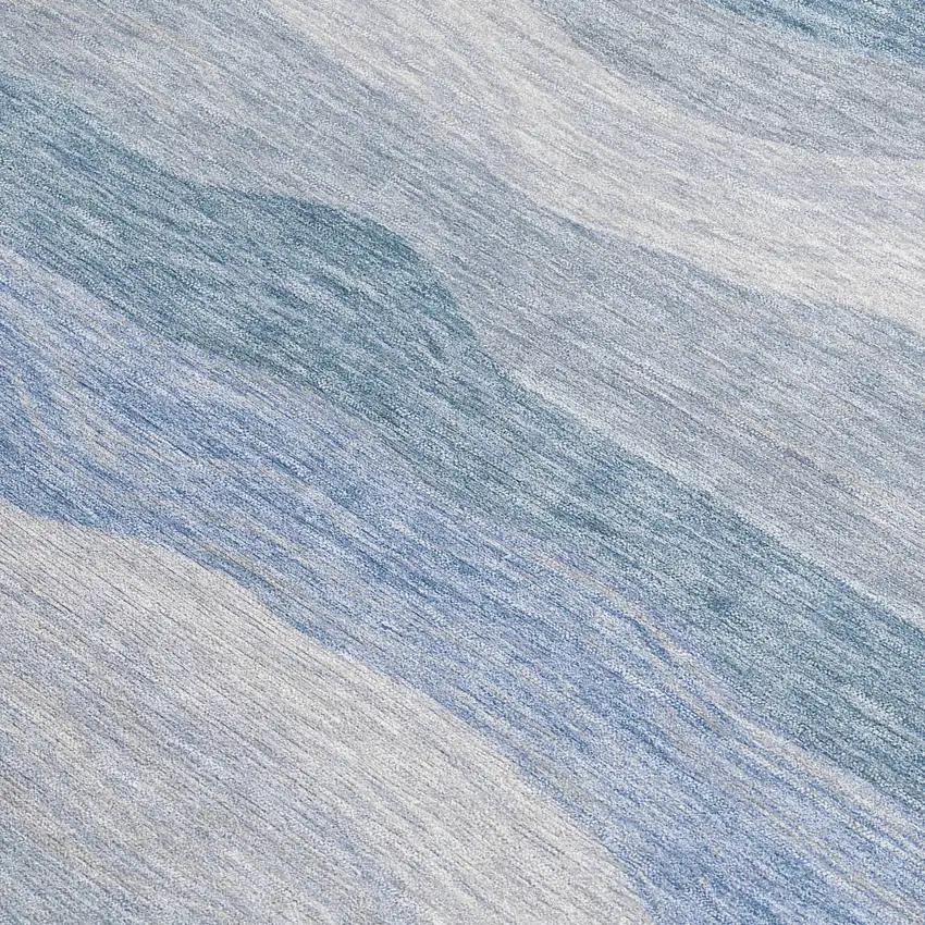 Denim Blue Ivory And Gray Striped Washable Indoor Outdoor Area Rug Photo 2