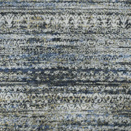 Denim Blue Ivory And Khaki Striped Washable Area Rug With UV Protection Photo 9