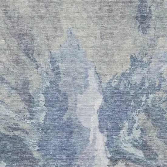 Denim Blue Ivory And Linen Abstract Washable Area Rug With UV Protection Photo 2