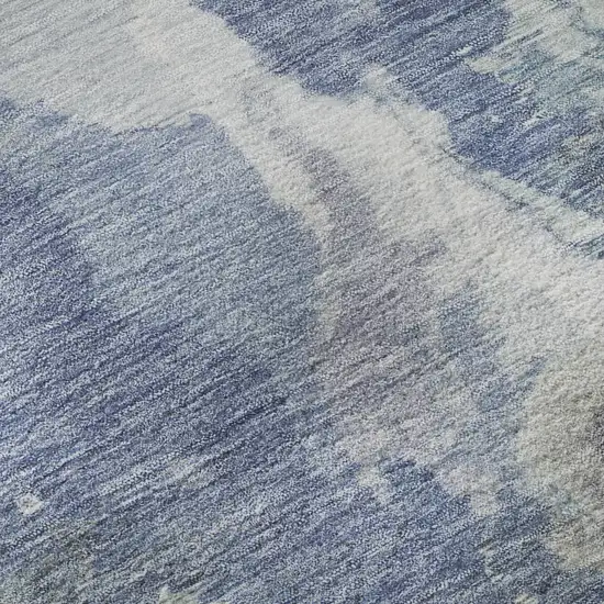 Denim Blue Ivory And Linen Abstract Washable Area Rug With UV Protection Photo 9