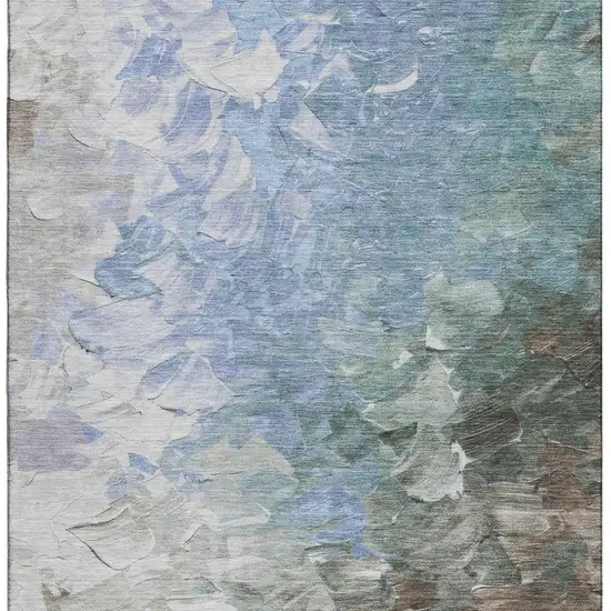 Denim Blue Ivory And Taupe Abstract Washable Area Rug With UV Protection Photo 2