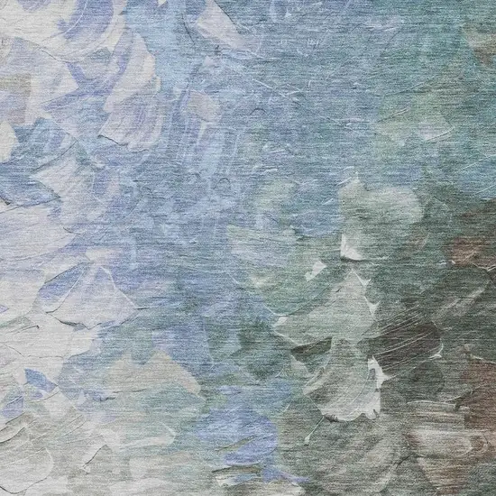 Denim Blue Ivory And Taupe Abstract Washable Area Rug With UV Protection Photo 2