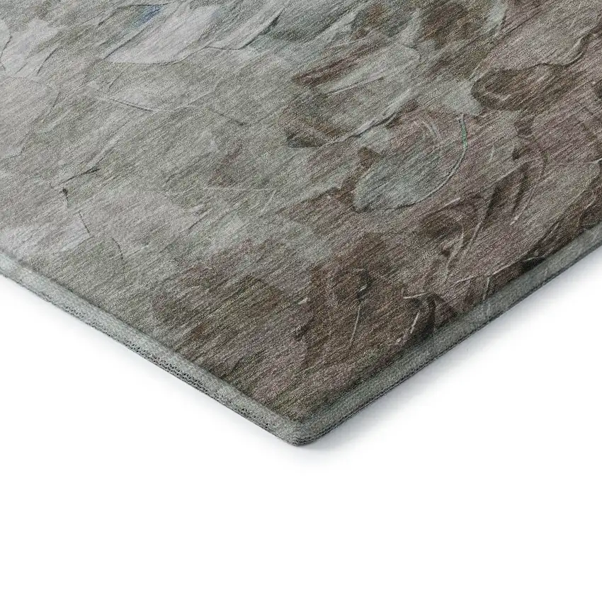 Denim Blue Ivory And Taupe Abstract Washable Area Rug With UV Protection Photo 7