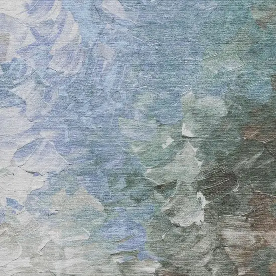 Denim Blue Ivory And Taupe Abstract Washable Area Rug With UV Protection Photo 2