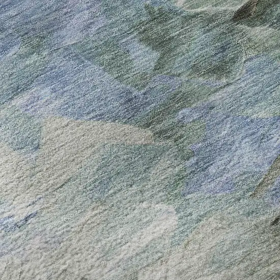 Denim Blue Ivory And Taupe Abstract Washable Area Rug With UV Protection Photo 9