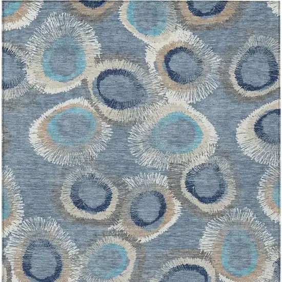 Denim Blue Ivory And Taupe Geometric Washable Indoor Outdoor Area Rug Photo 6