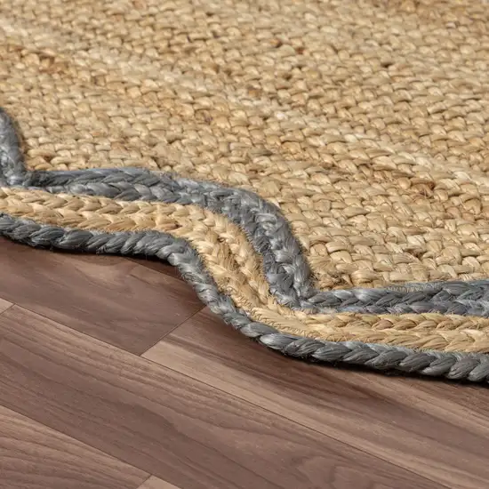 Denim Blue Jute Hand Braided Area Rug Photo 5