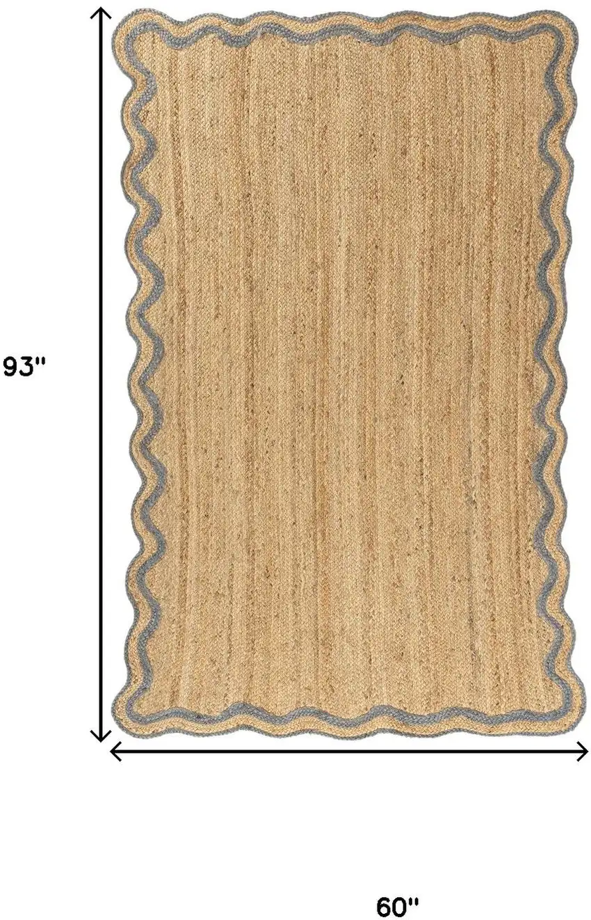 Denim Blue Jute Hand Braided Area Rug Photo 3