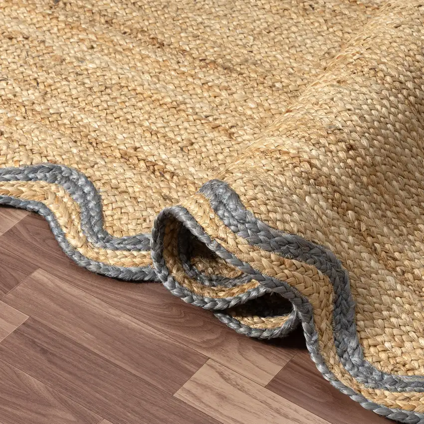 Denim Blue Jute Hand Braided Area Rug Photo 6