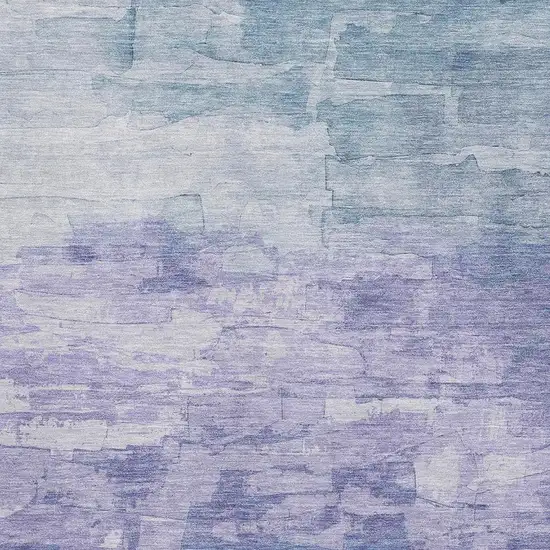 Denim Blue Lavender And Sky Blue Striped Washable Area Rug With UV Protection Photo 2