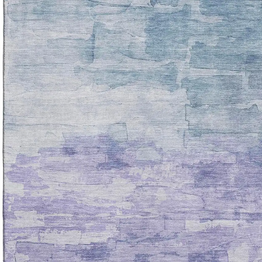 Denim Blue Lavender And Sky Blue Striped Washable Area Rug With UV Protection Photo 2