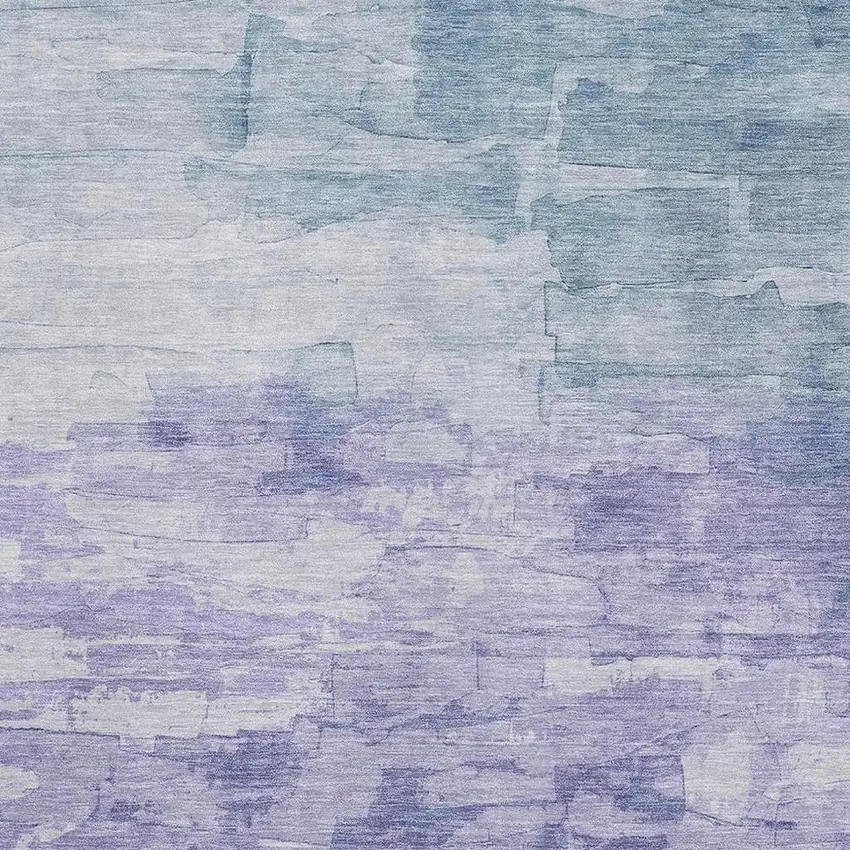 Denim Blue Lavender And Sky Blue Striped Washable Area Rug With UV Protection Photo 2